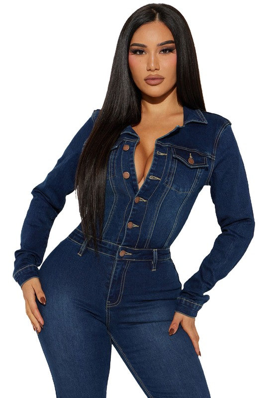 DAY PARTY DENIM SEXY JUMPSUIT