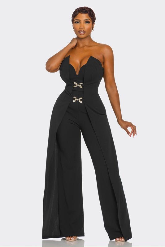 The "D" is for Diva - Double Buckled Rhinestone Jumpsuit